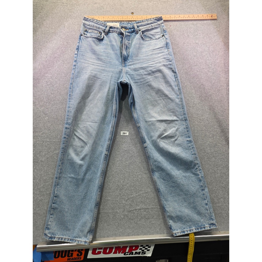 Womens Light Wash High Rise Straight Leg Denim Jeans Blue